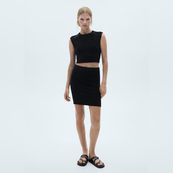Mango Dresses & Skirts - Mango Black Co-ord set knitted top + miniskirt NWT